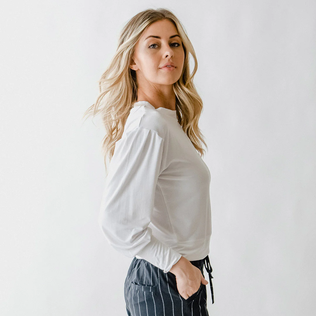 The Coco Long Sleeve, Bamboo White - Image 6