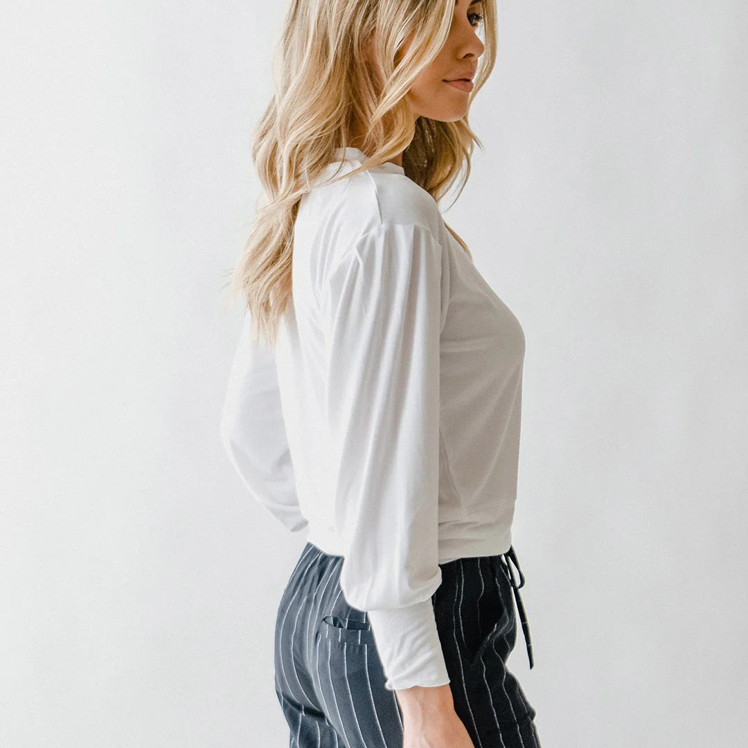The Coco Long Sleeve, Bamboo White - Image 7