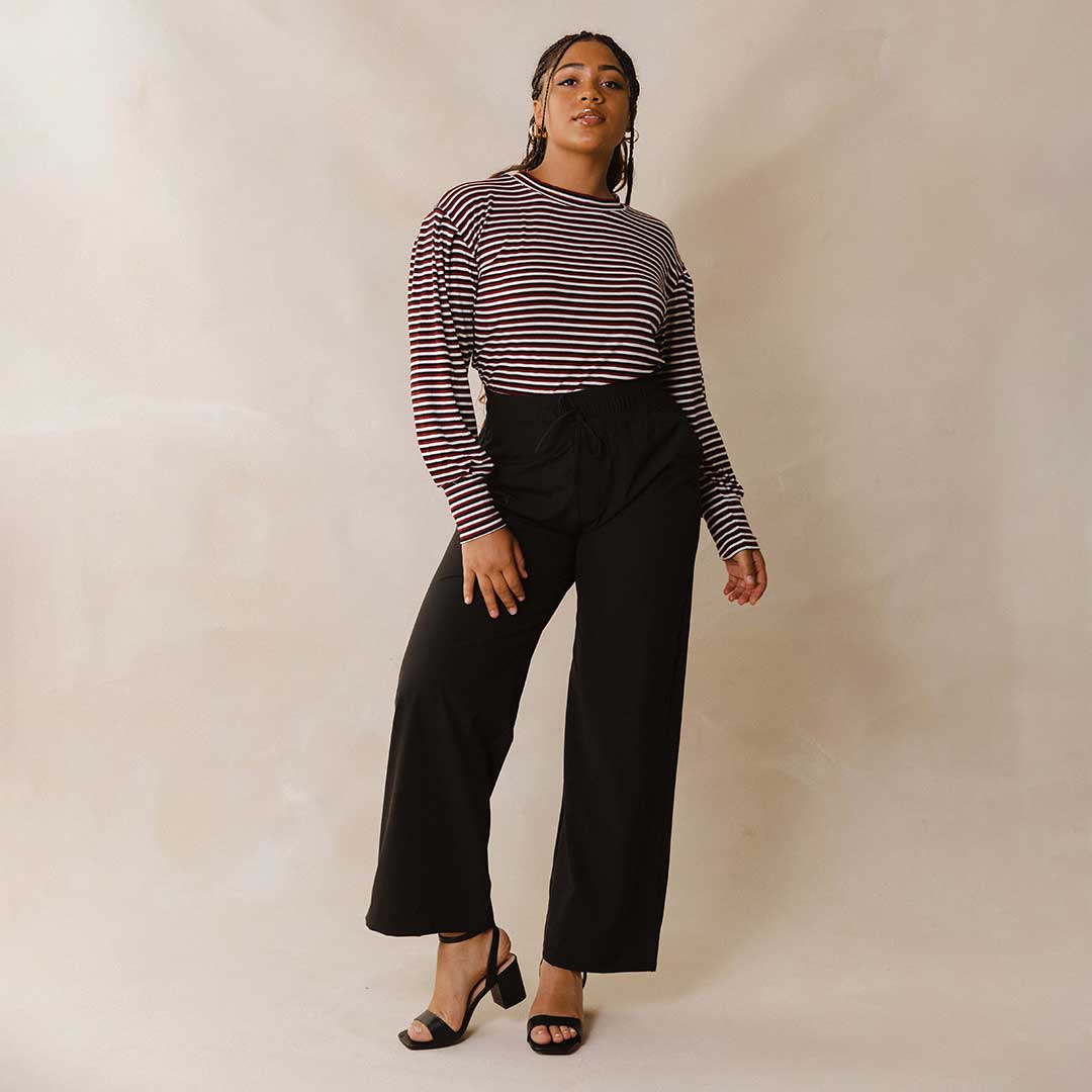 The Coco Long Sleeve, Burgundy Stripe - Image 11