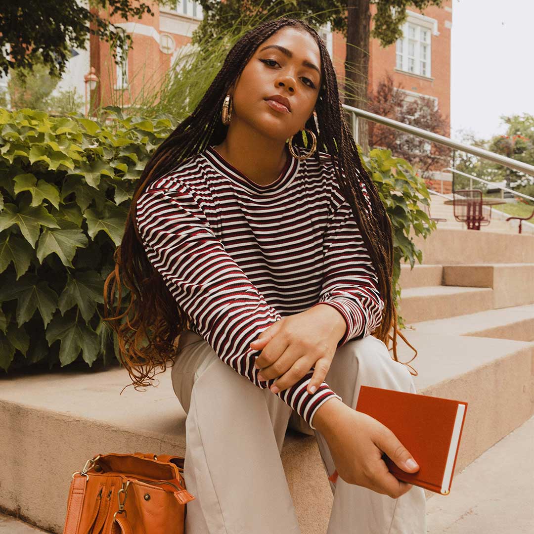 The Coco Long Sleeve, Burgundy Stripe - Image 12