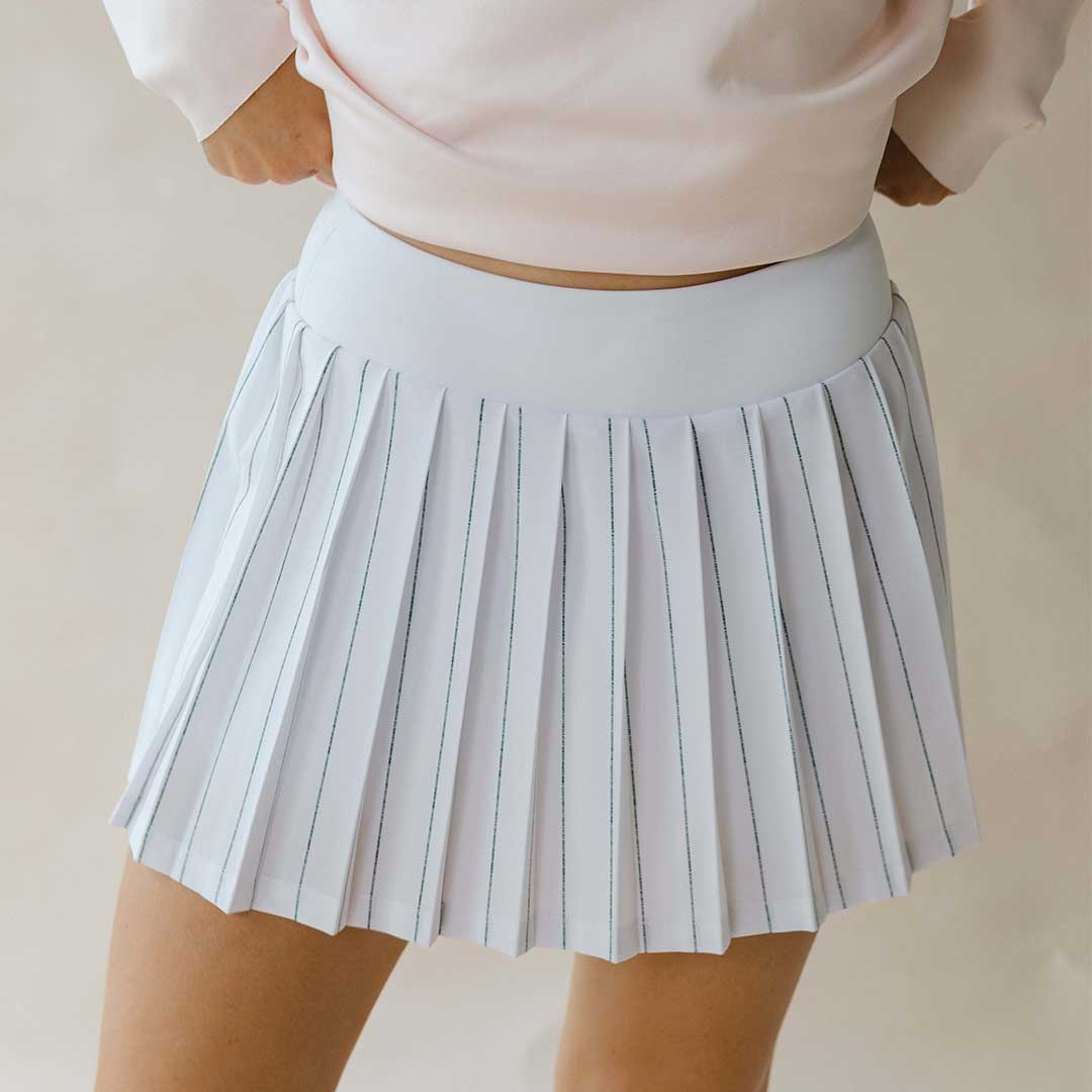 Tie Breaker Tennis Skirt, White Pinstripe - Image 7