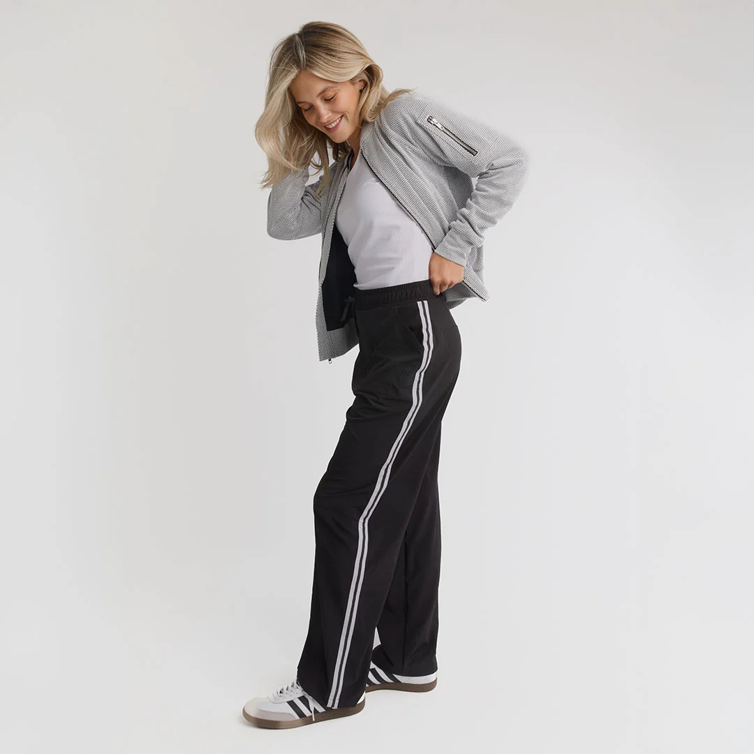 Trouser Track Pants, Black and White Stripe - Image 6