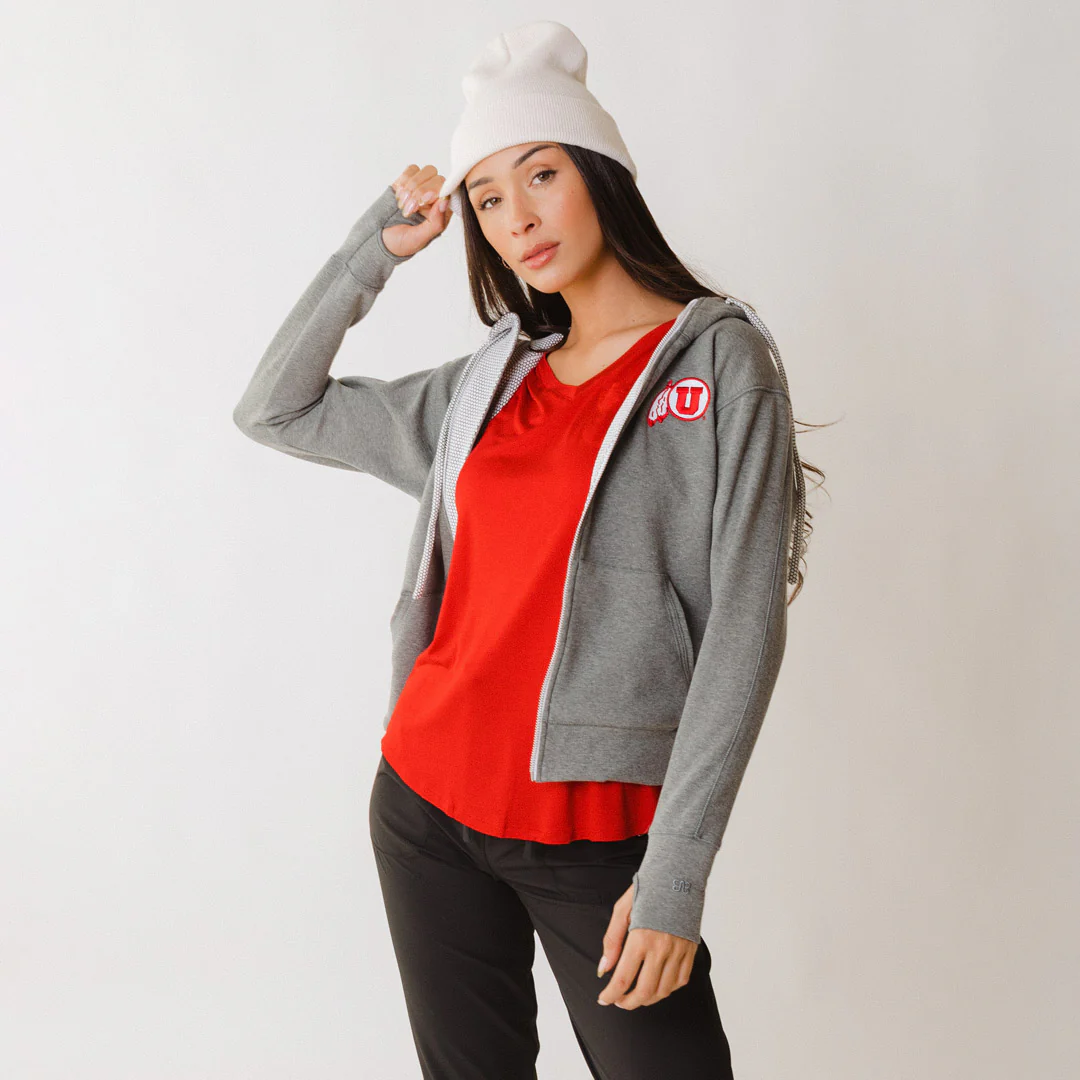 Utah Alta Zip-Up Hoodie, Heather Grey - Image 3