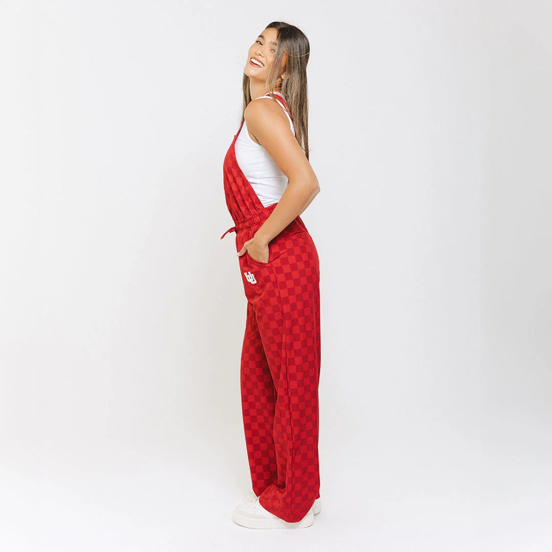 Utah Audrey Trouser Overalls, Crimson Check - Image 3