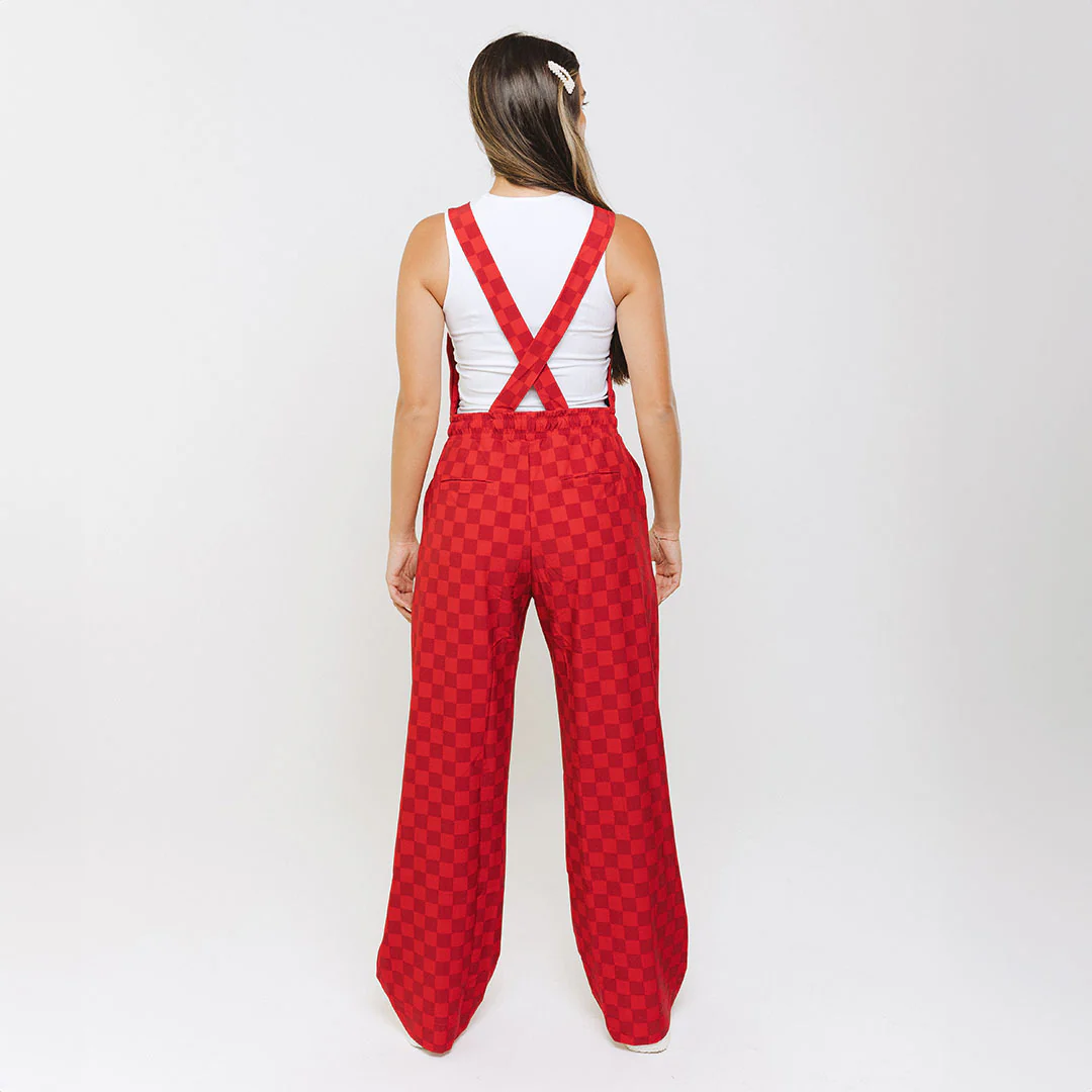 Utah Audrey Trouser Overalls, Crimson Check - Image 4