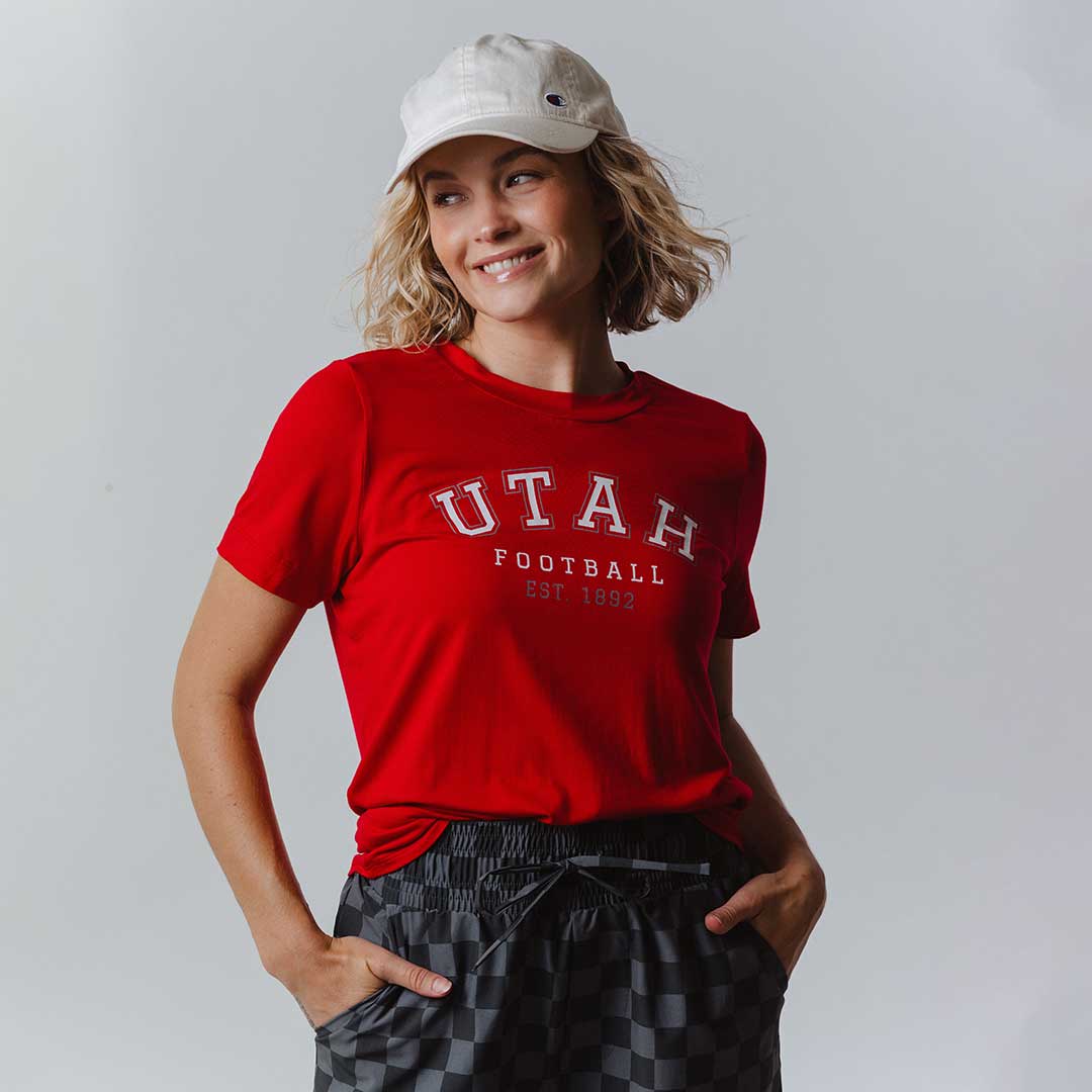 Utah Boyfriend Tee, Red Utah Football - Image 10