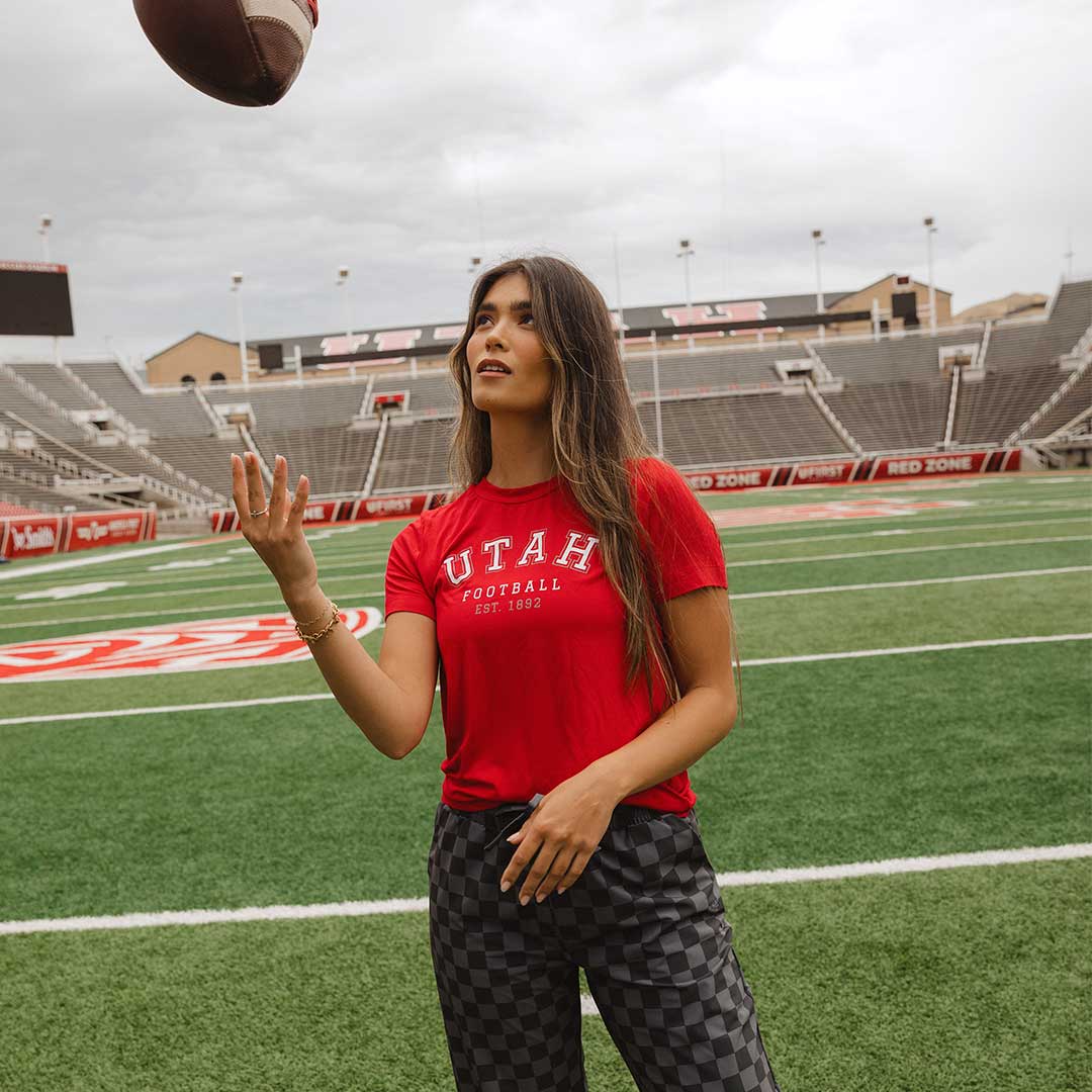 Utah Boyfriend Tee, Red Utah Football - Image 2