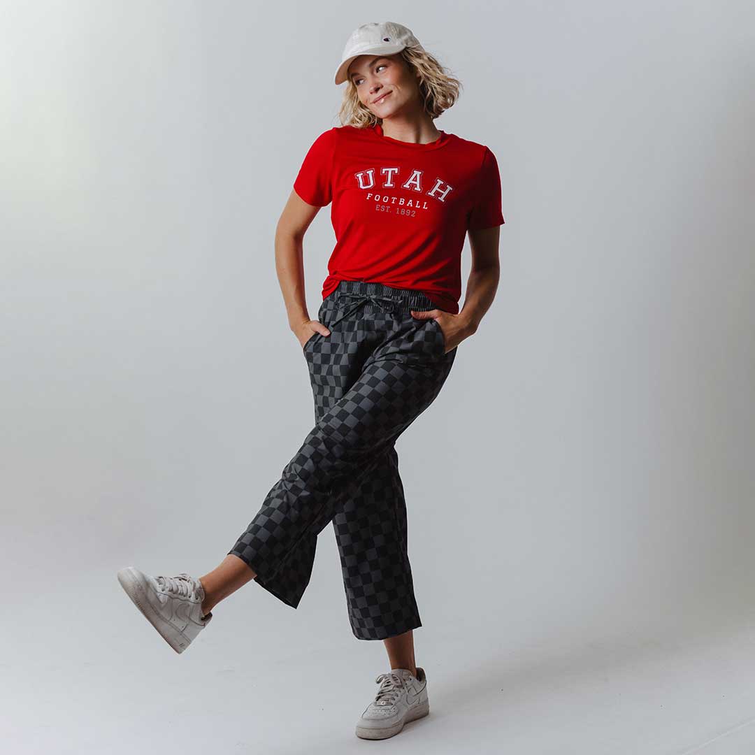 Utah Boyfriend Tee, Red Utah Football - Image 8
