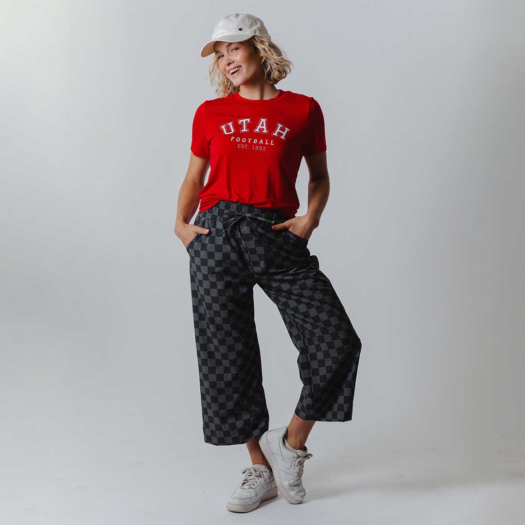 Utah Boyfriend Tee, Red Utah Football - Image 9