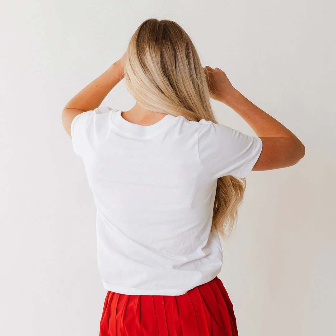 Utah Boyfriend Tee, White Crimson Western - Image 3