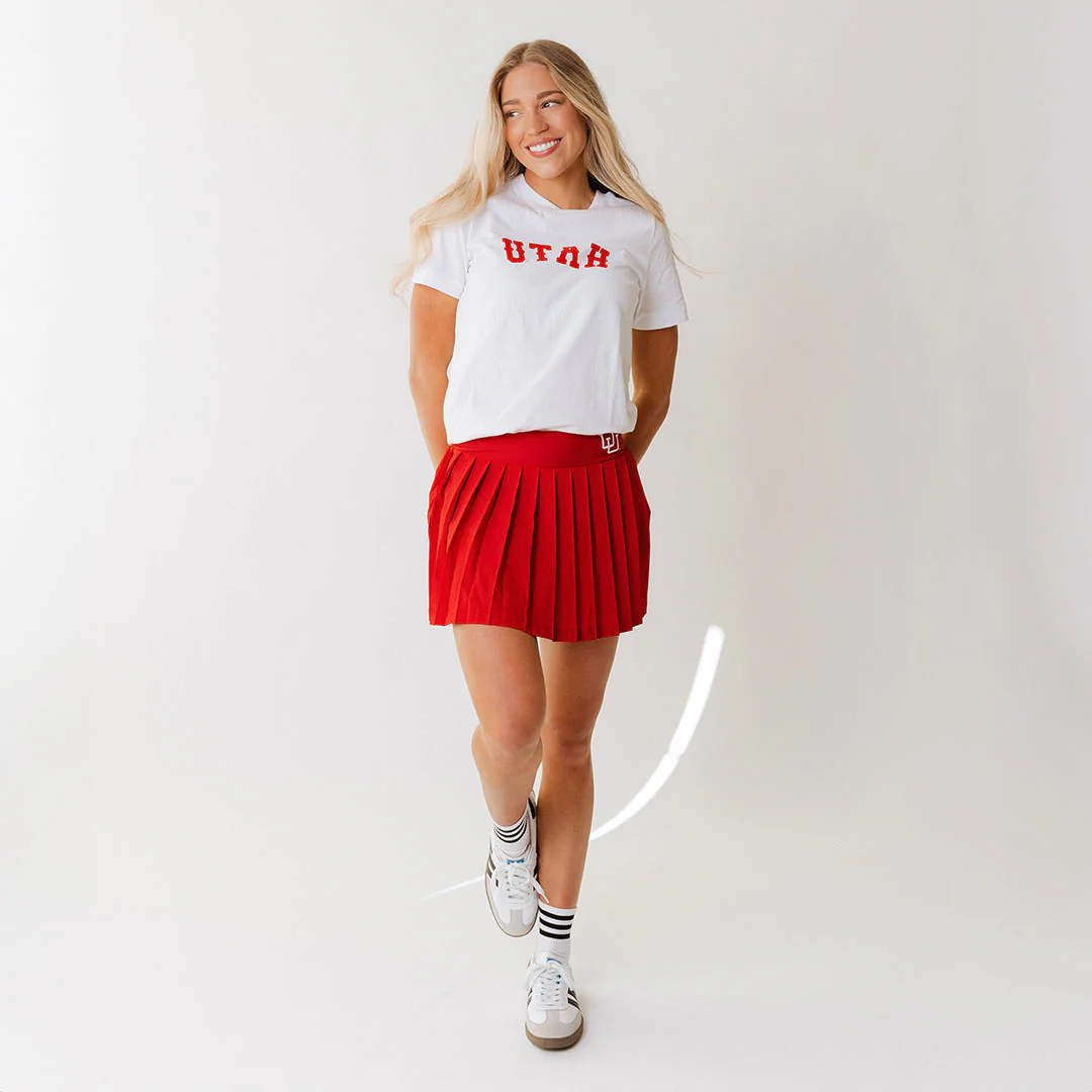 Utah Boyfriend Tee, White Crimson Western - Image 4
