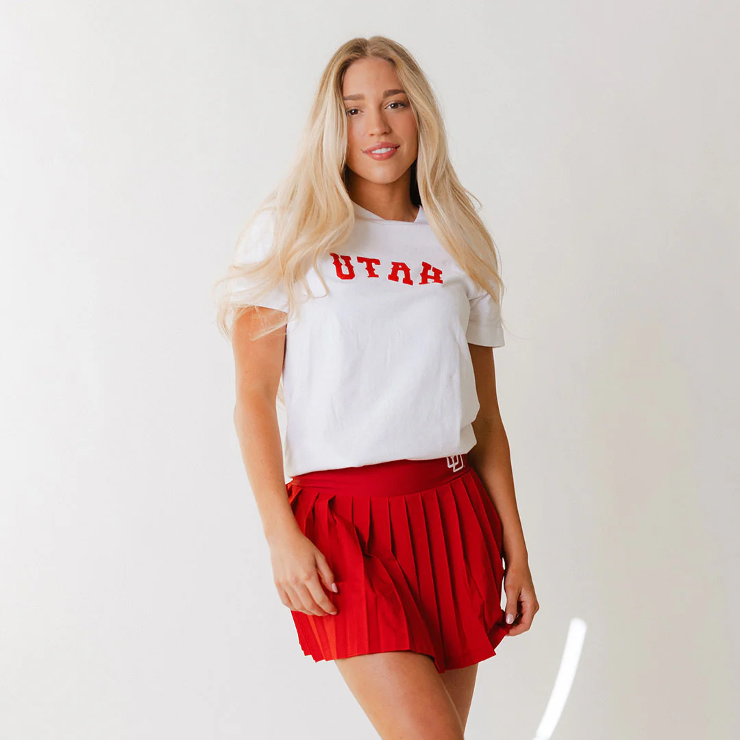 Utah Boyfriend Tee, White Crimson Western - Image 5