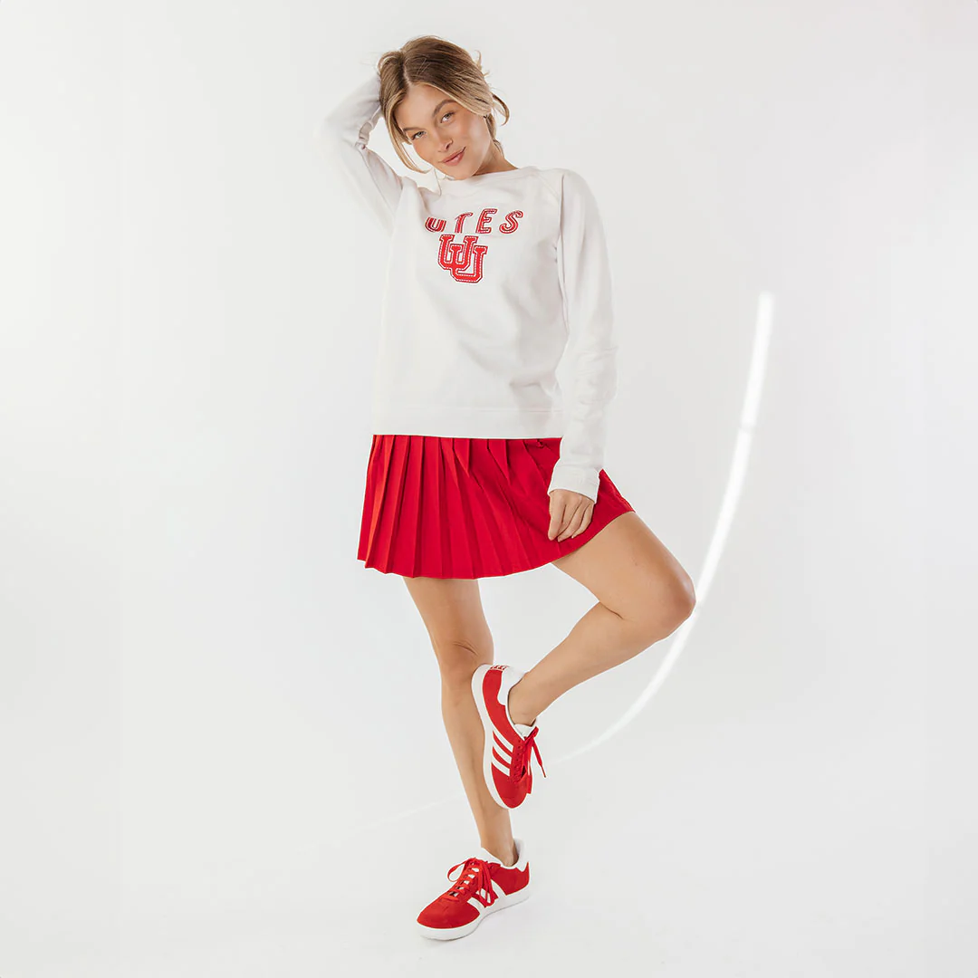 Utah Embroidered Campus Crew, White Utah UU - Image 6