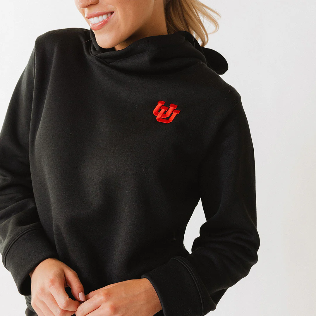 Utah Embroidered Dorm Hoodie, Black UU - Image 2