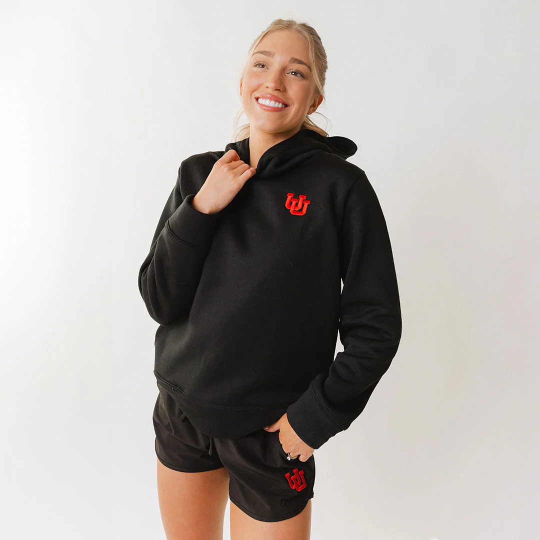 Utah Embroidered Dorm Hoodie, Black UU - Image 3