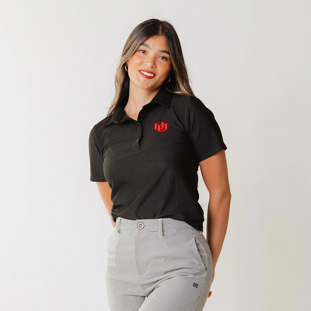 Utah Girl's Ribbed Polo, Black - Image 2
