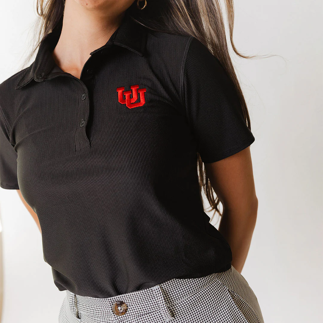 Utah Girl's Ribbed Polo, Black - Image 3