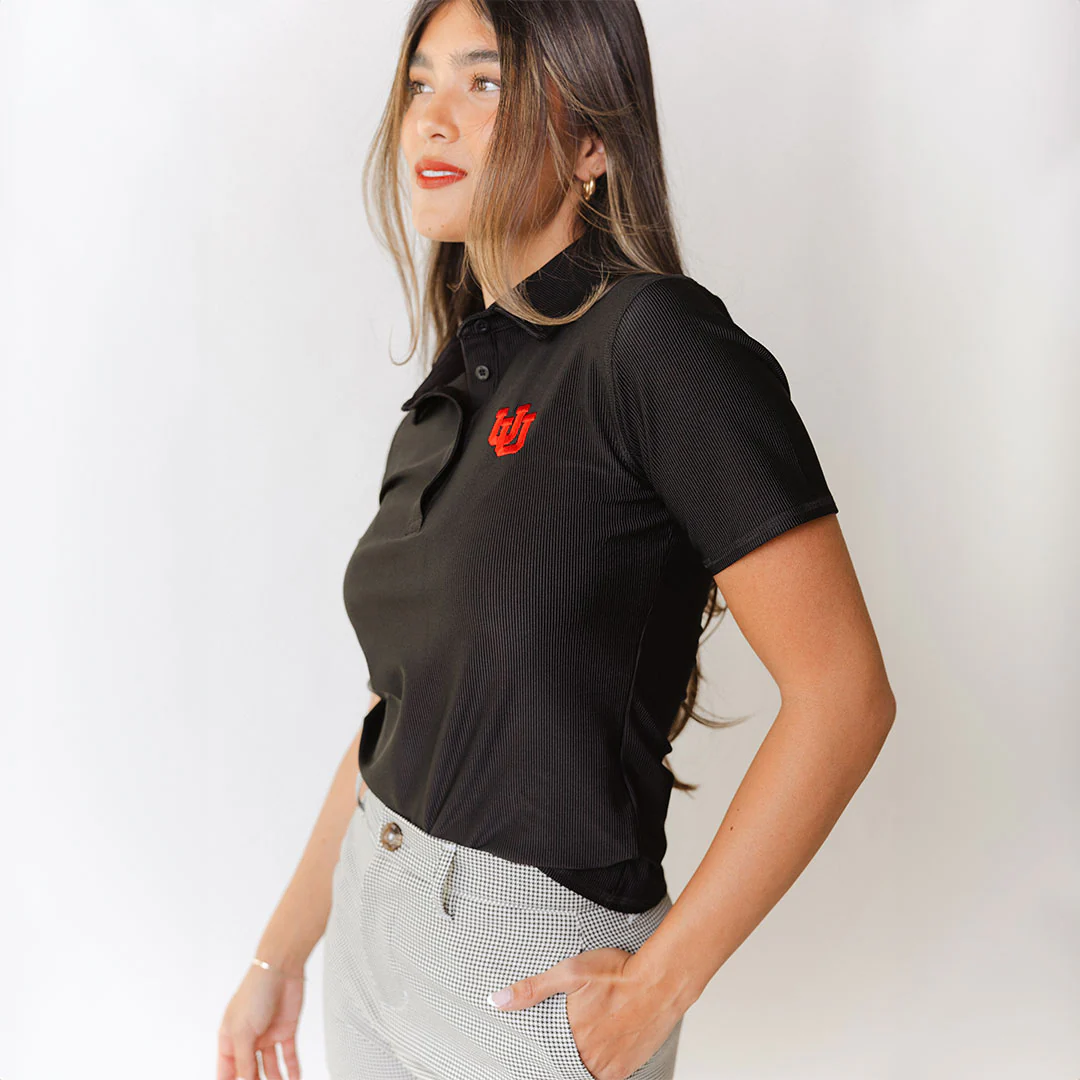 Utah Girl's Ribbed Polo, Black - Image 4