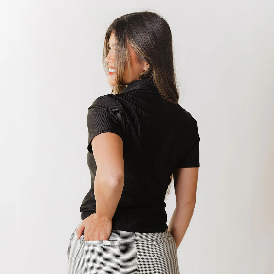 Utah Girl's Ribbed Polo, Black - Image 5