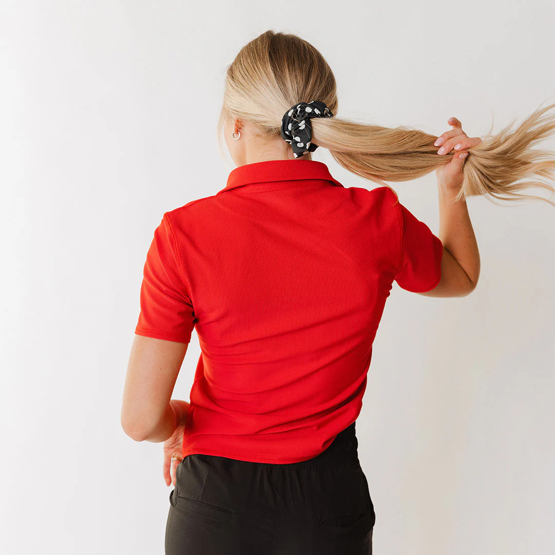 Utah Girl's Ribbed Polo, Crimson - Image 4