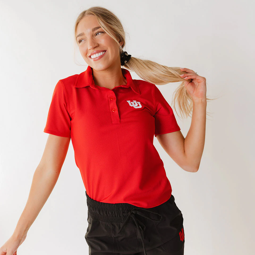 Utah Girl's Ribbed Polo, Crimson - Image 5