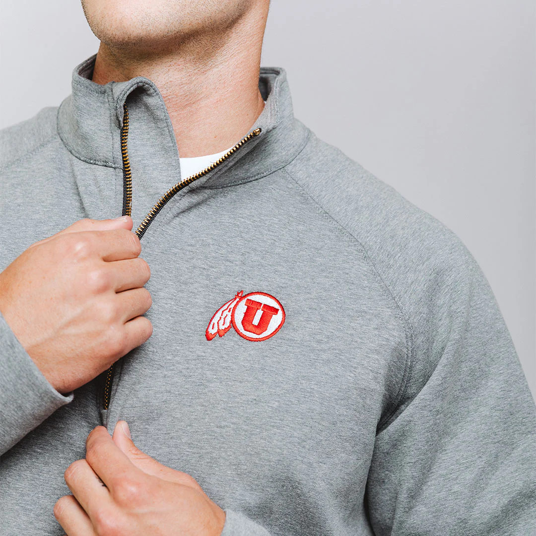 Utah Men's Oxford Zip-Up, Heather Grey - Image 2