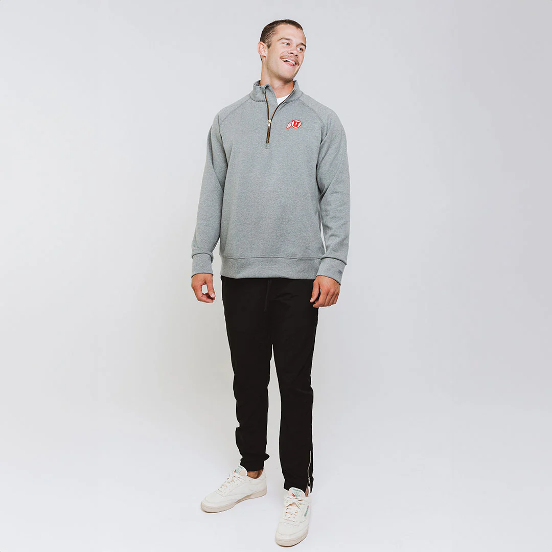 Utah Men's Oxford Zip-Up, Heather Grey - Image 3