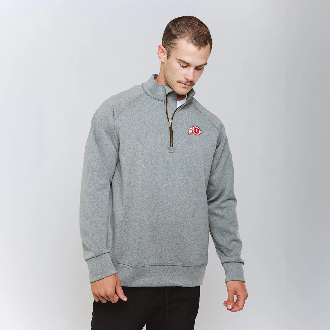 Utah Men's Oxford Zip-Up, Heather Grey - Image 4