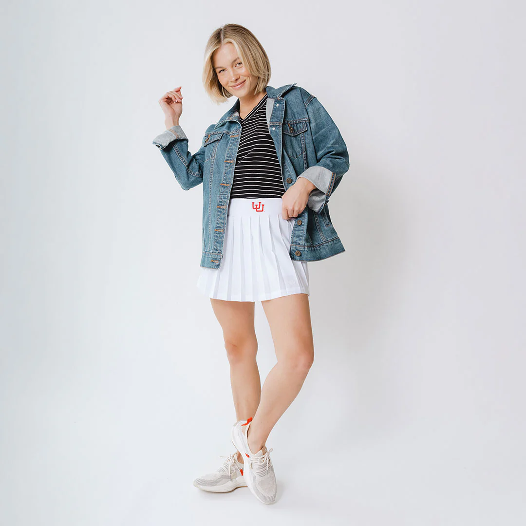 Utah Tie Breaker Tennis Skirt, White - Image 8
