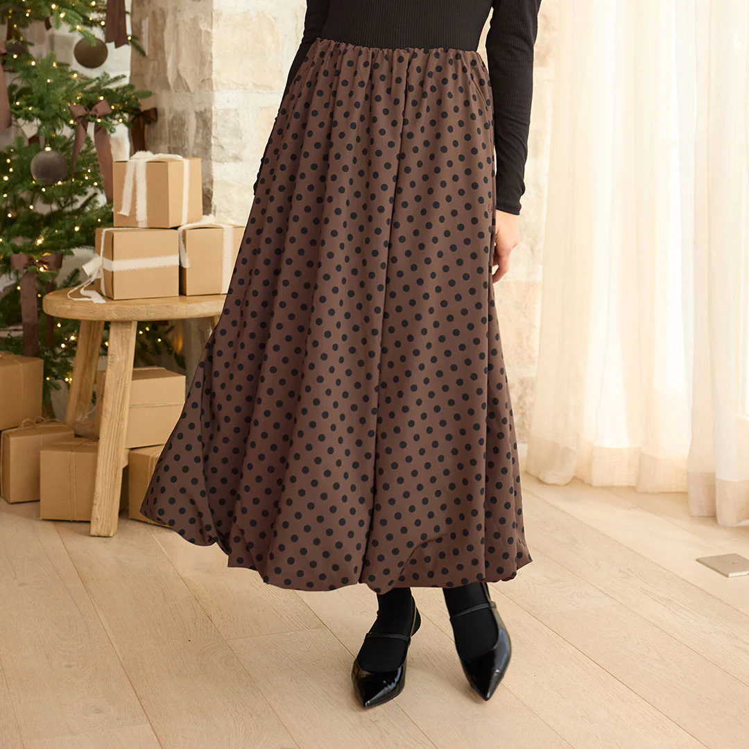 Vienna Bubble Skirt, Black/Brown Polka Dot - Image 2