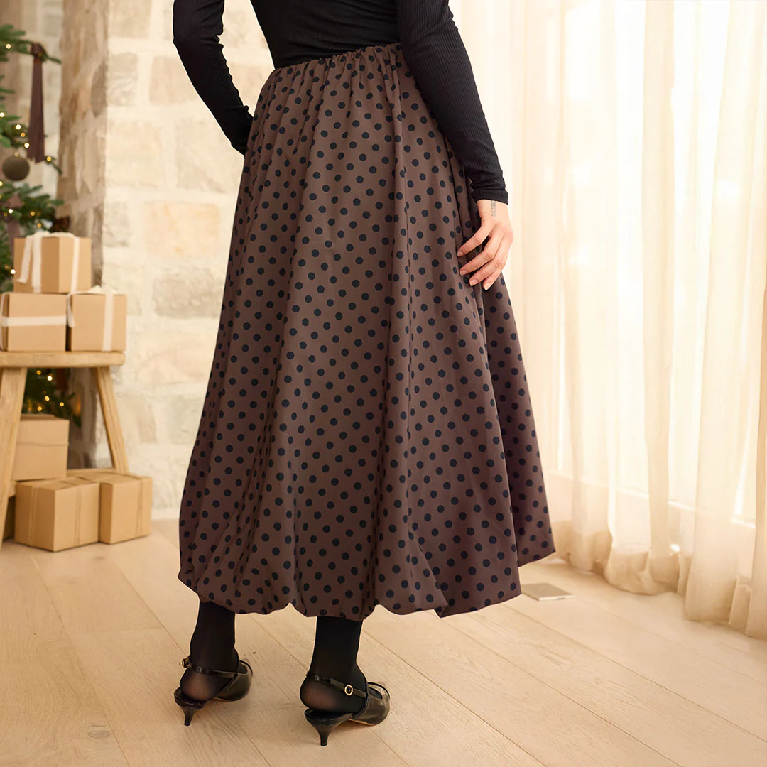 Vienna Bubble Skirt, Black/Brown Polka Dot - Image 4