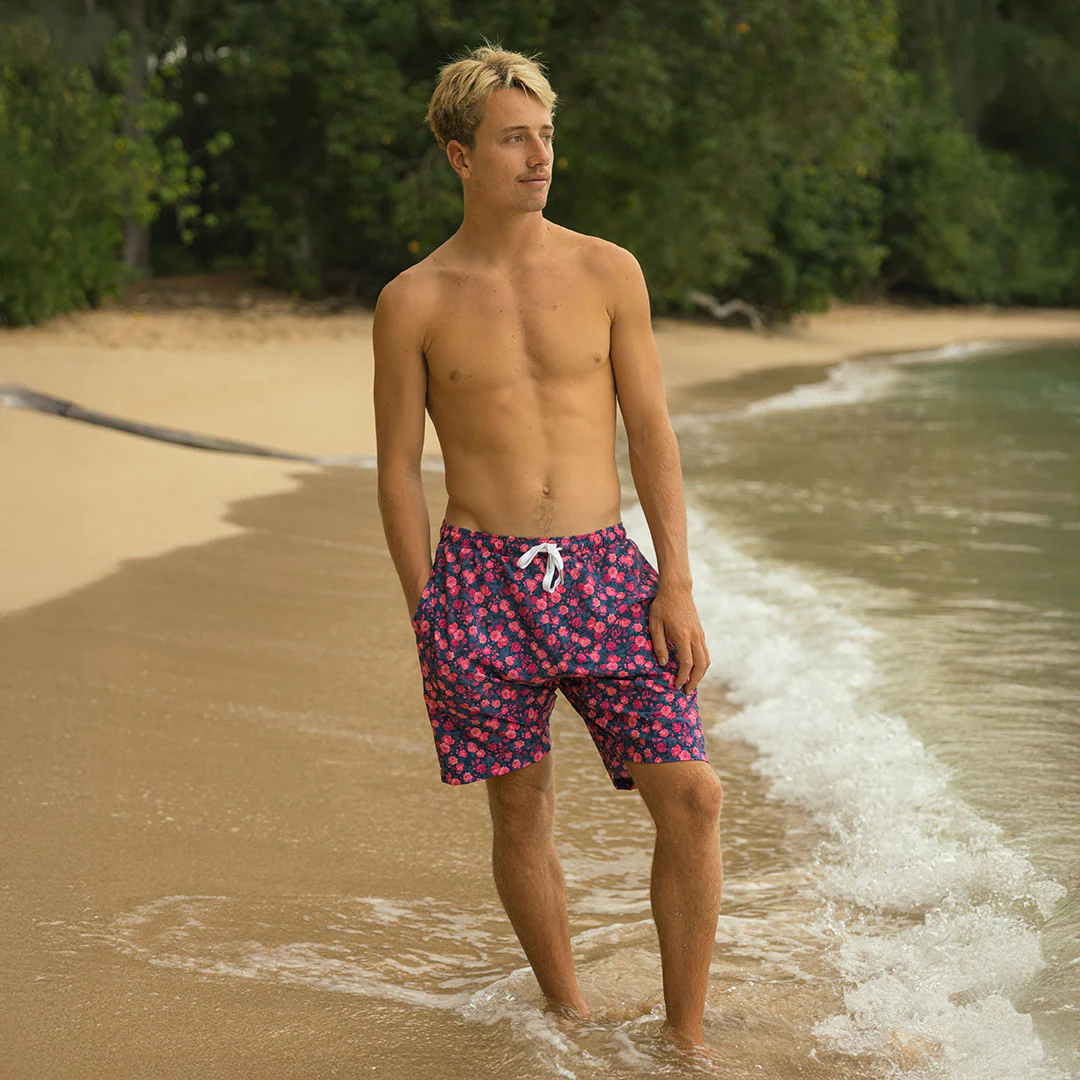 Wind and Sea Shorts, Berry Micro Floral - Image 4